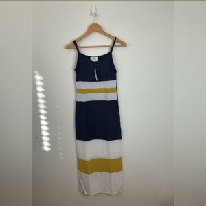 Anthropologie Dress Small Navy Maxi Body Con Made In USA